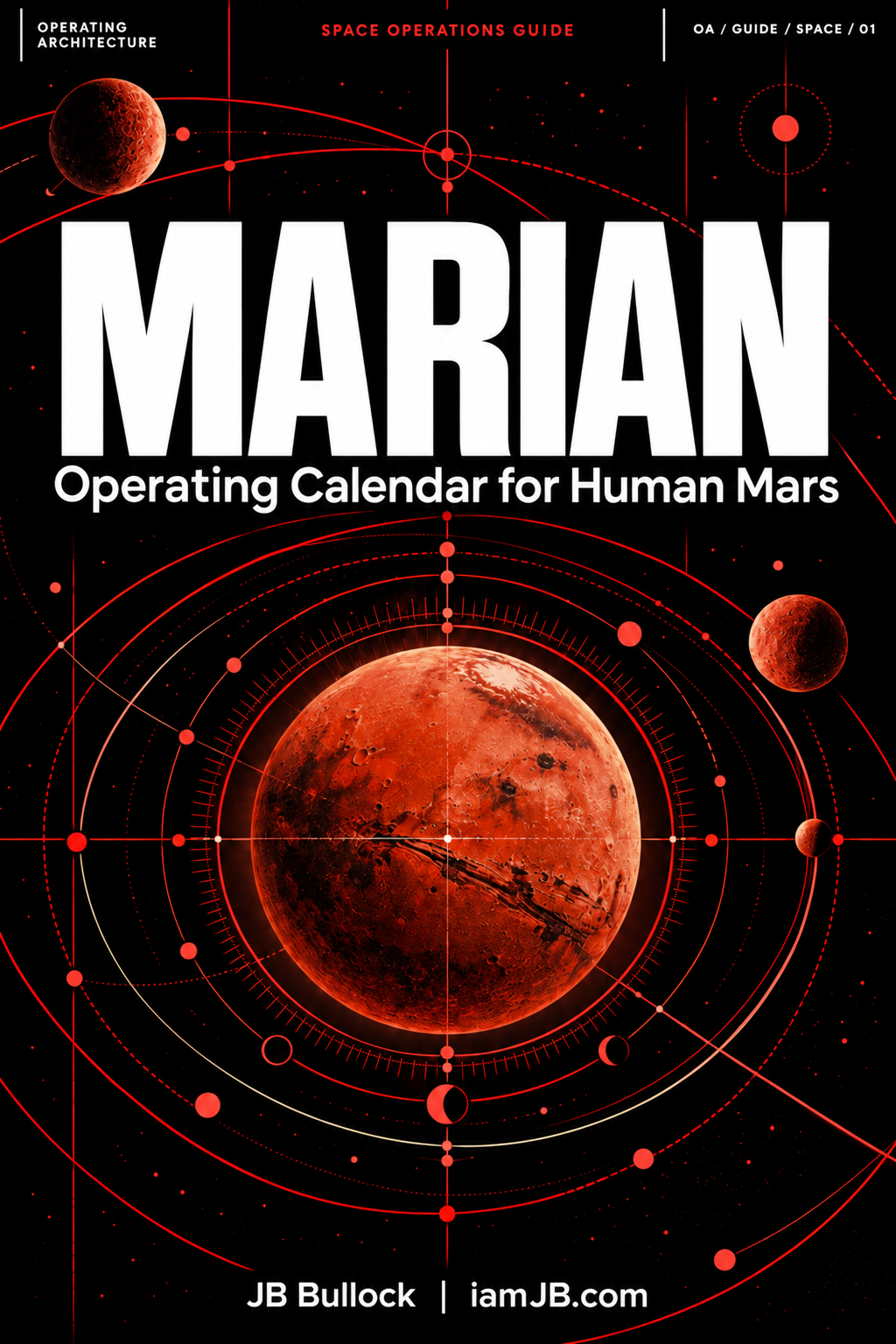 Marian book cover showing Mars in red against a black astronomical grid, with the white book title.