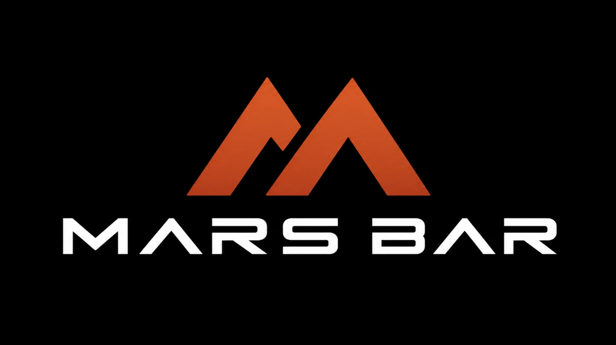 Mars BAR wordmark and symbol on a black background.
